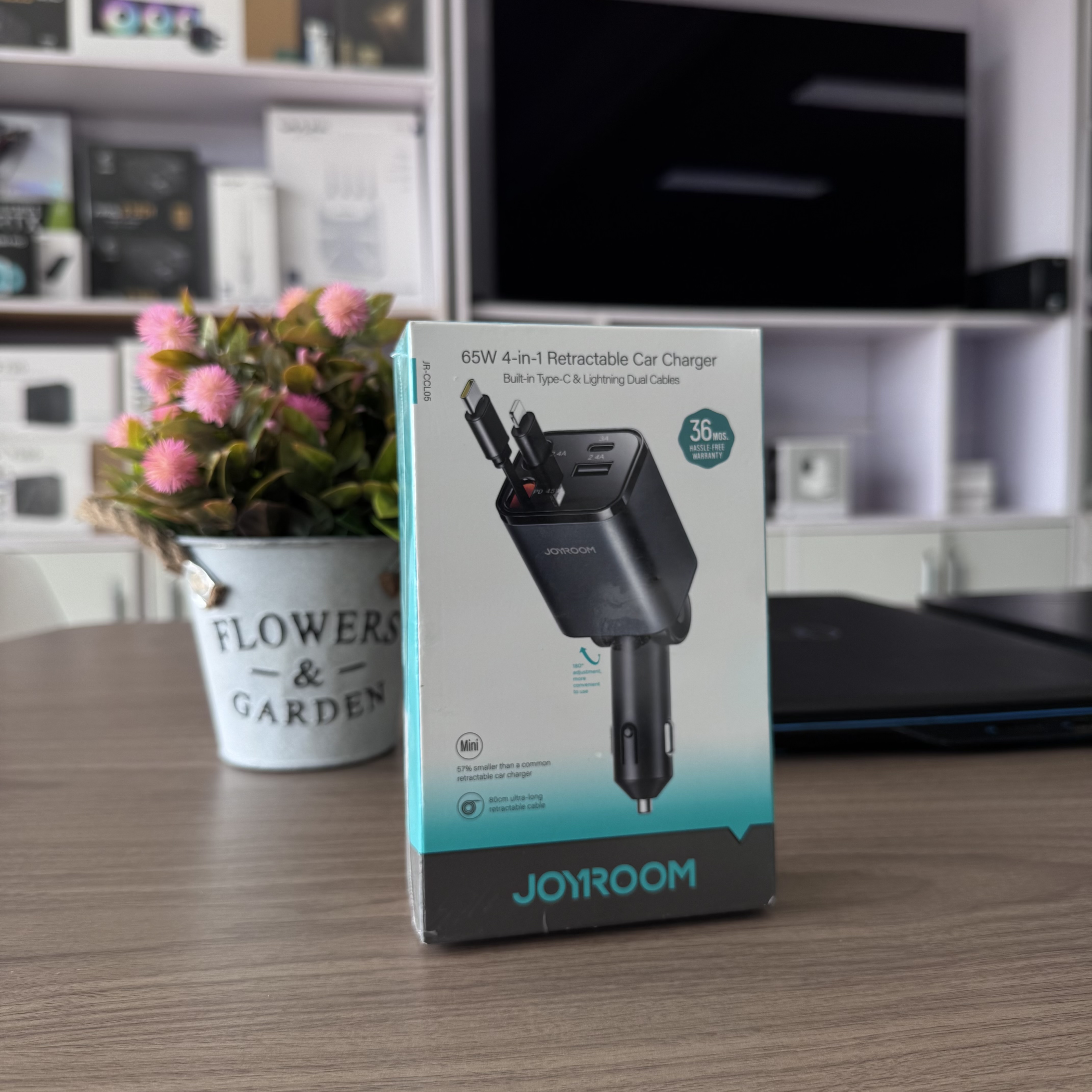 Joyroom 65W – Chargeur Voiture Rétractable 4-en-1